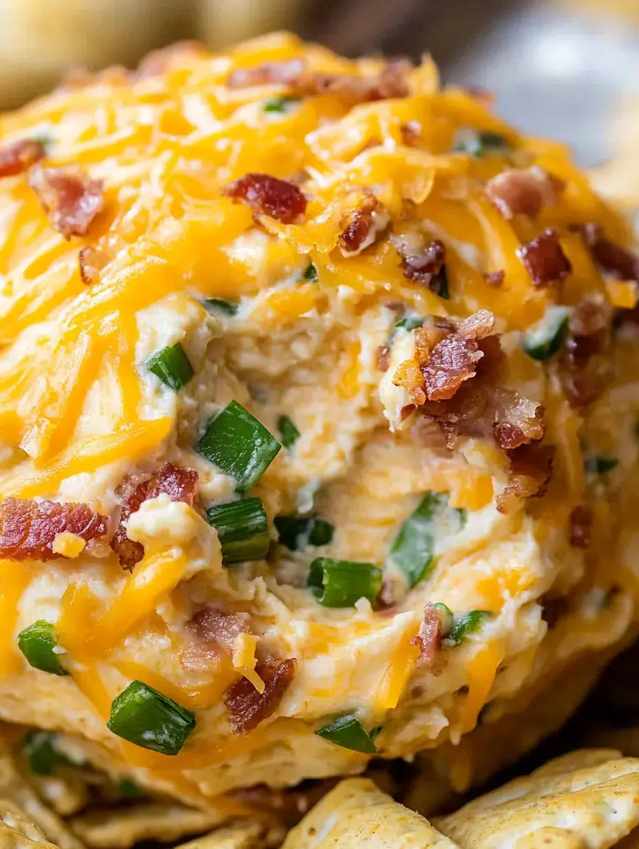 A close-up view of a cheesy spread topped with bacon bits and green onions, surrounded by chips.