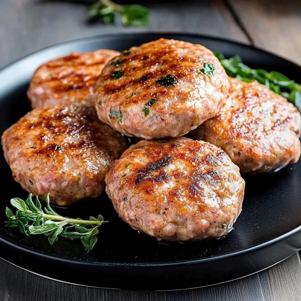 A serving of cooked turkey patties on a plate