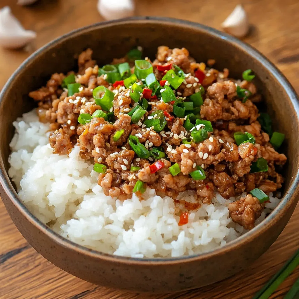 A vibrant turkey rice bowl with fresh vegetables for a healthy meal.