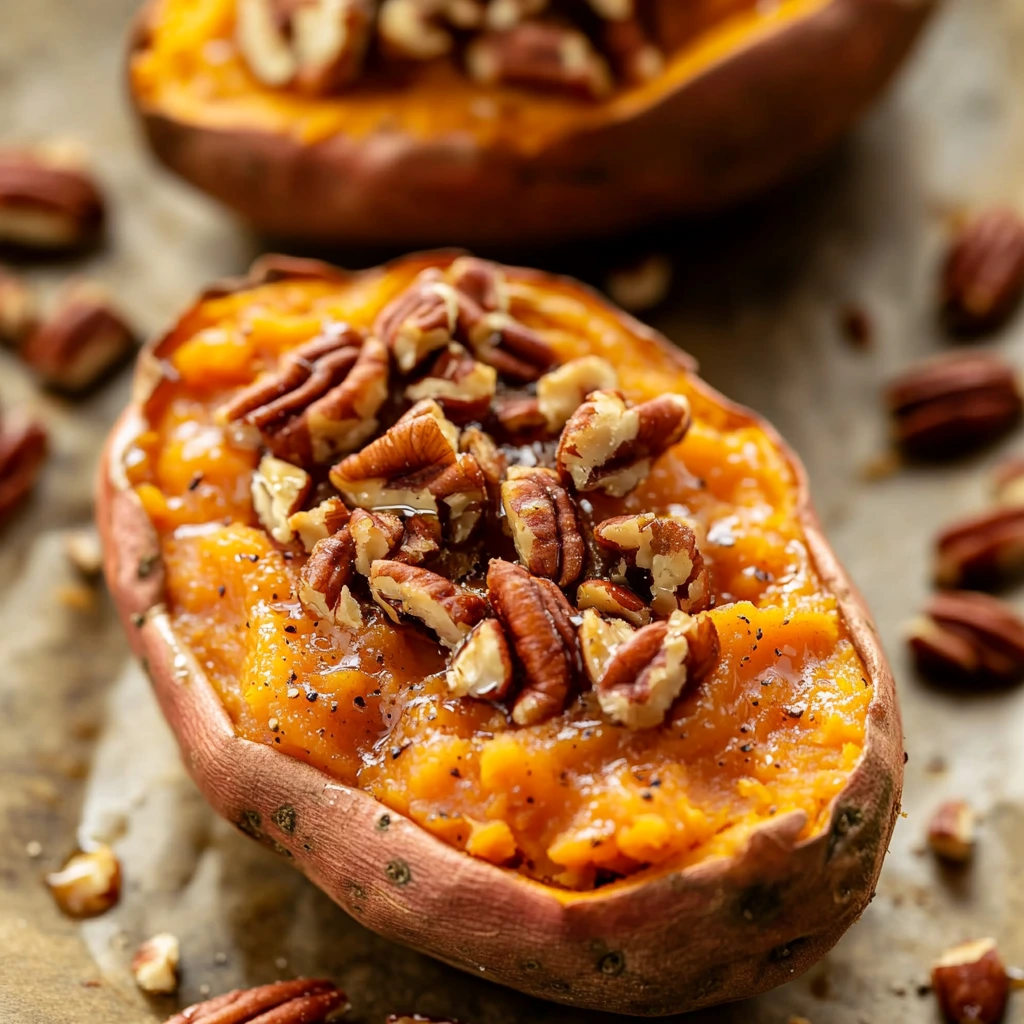 Beautifully golden twice-baked sweet potatoes.