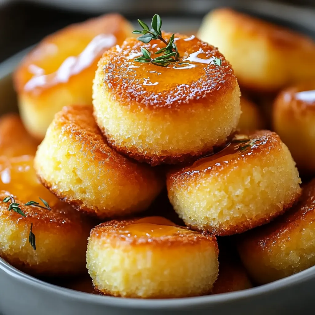 Golden fluffy Southern-style honey butter mini cornbread bites.