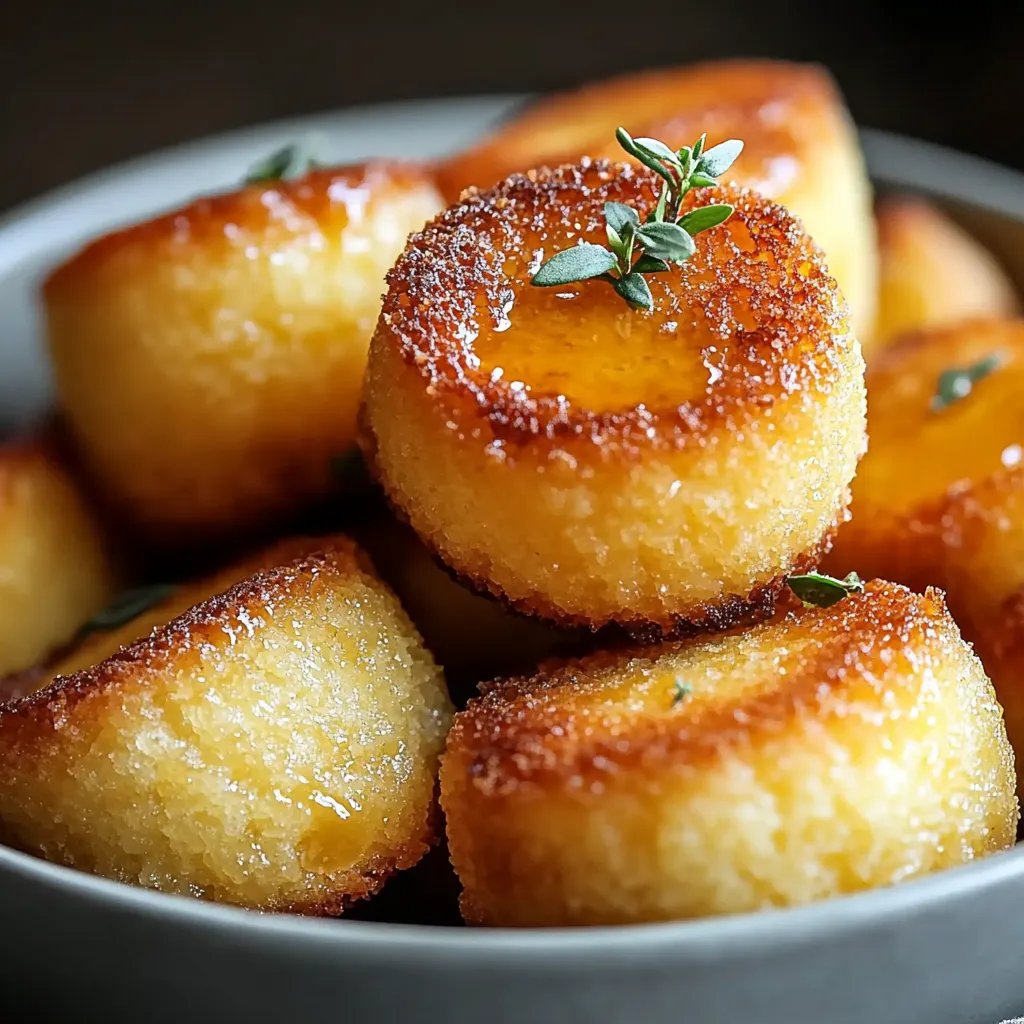 Fluffy Southern-style cornbread poppers, infused with honey butter, presented on a wooden platter with a honey drizzle.
