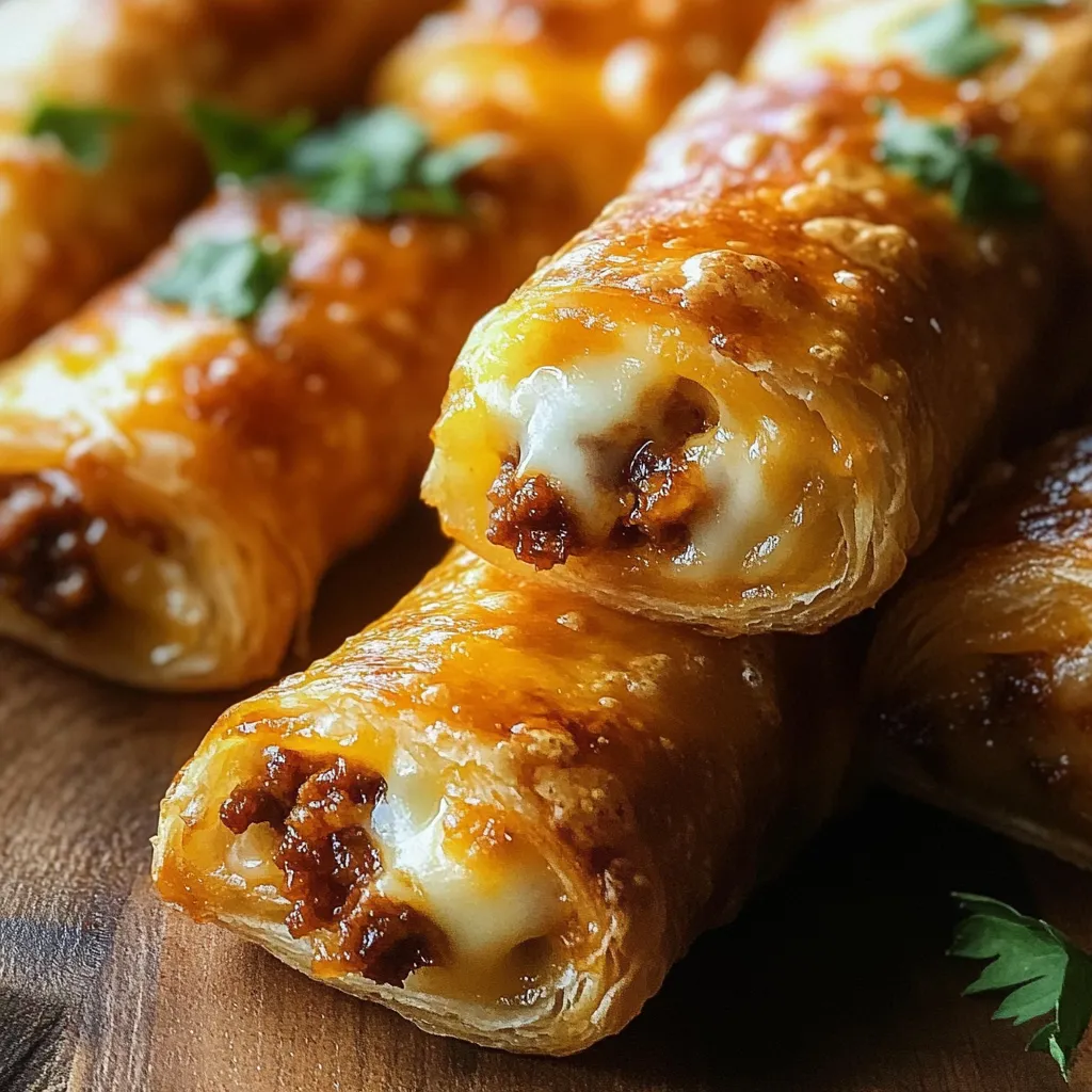 Golden brown taco sticks with crispy edges and melty cheese inside.