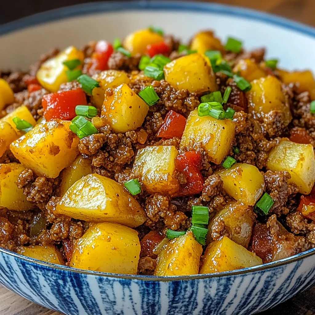 Savory beef and tender potatoes, cooked to perfection in a tasty, hearty bake.