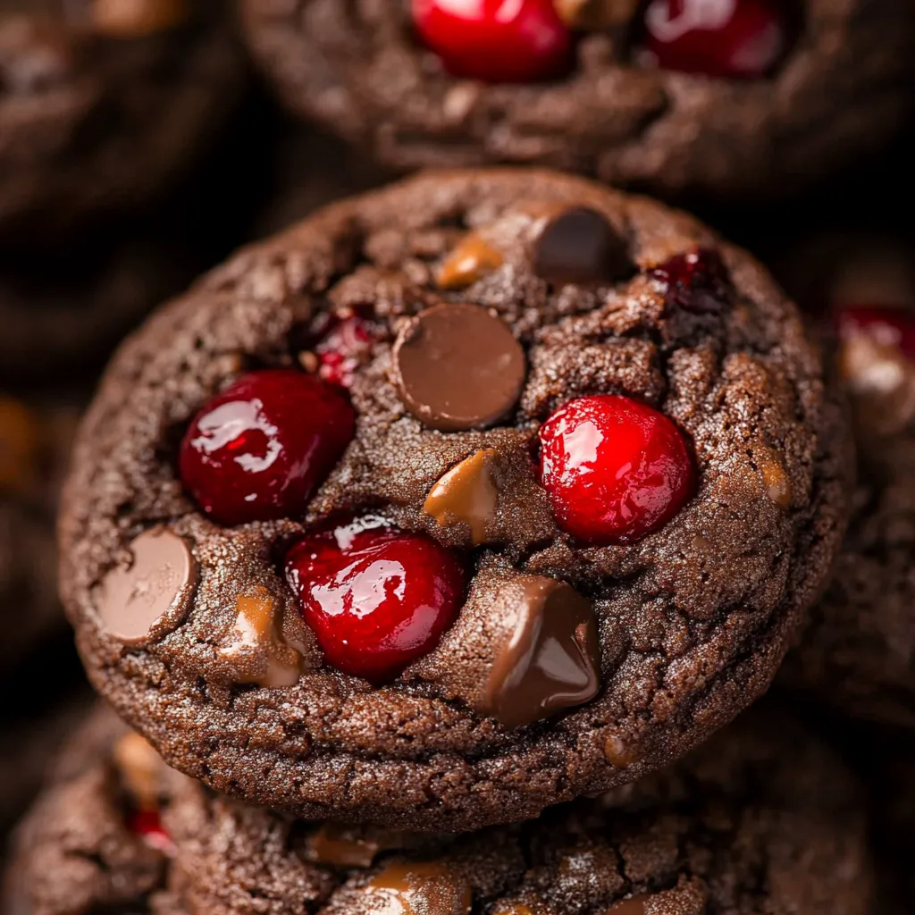 Close view of a chocolate chip cranberry cookie showing melty chocolate and tangy cranberries throughout the dough.