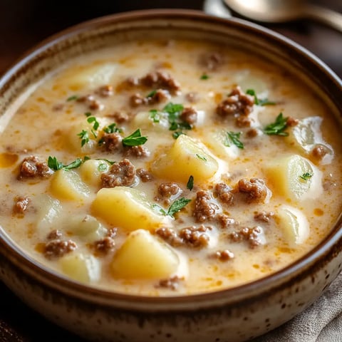 Hearty Hamburger Soup with Cheese and Potatoes